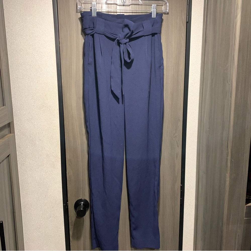 Express Navy Blue Straight leg Slacks with fabric belt Size 00
